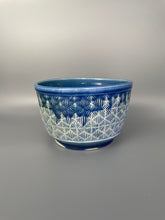 Load image into Gallery viewer, Blue Serving Bowl with Carved Pattern
