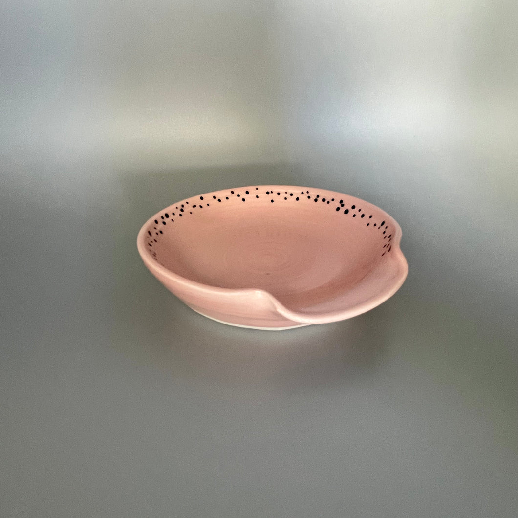 Light Pink Spoon Rest with Dots on the Rim
