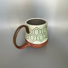 Load image into Gallery viewer, Light Green on Brown Mug with Diamond Pattern
